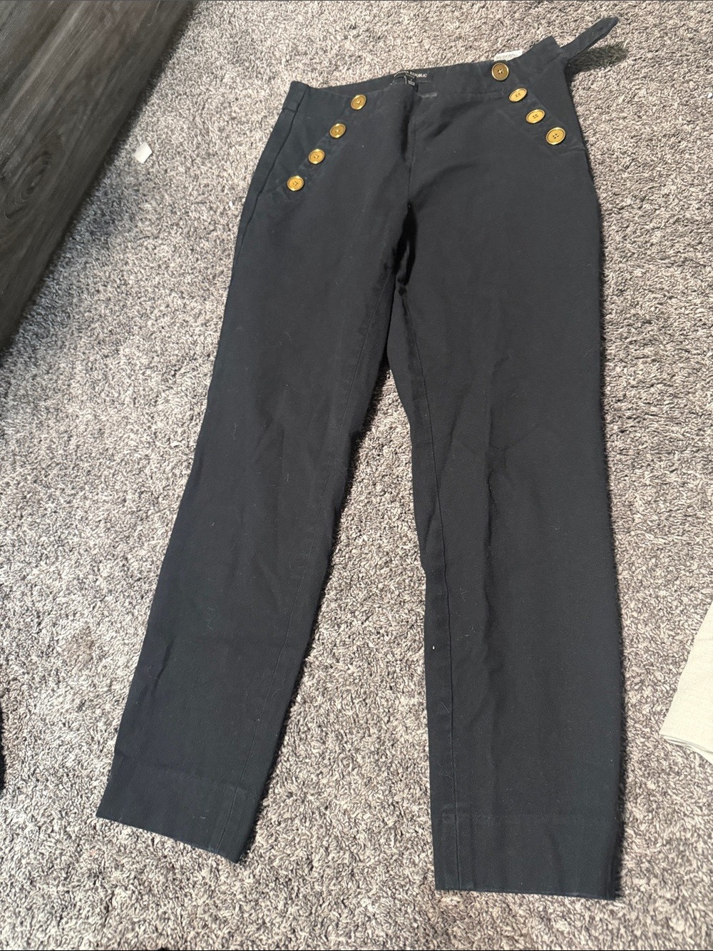 Banana Republic Black Men's Sailor Pant with Gold Buttons